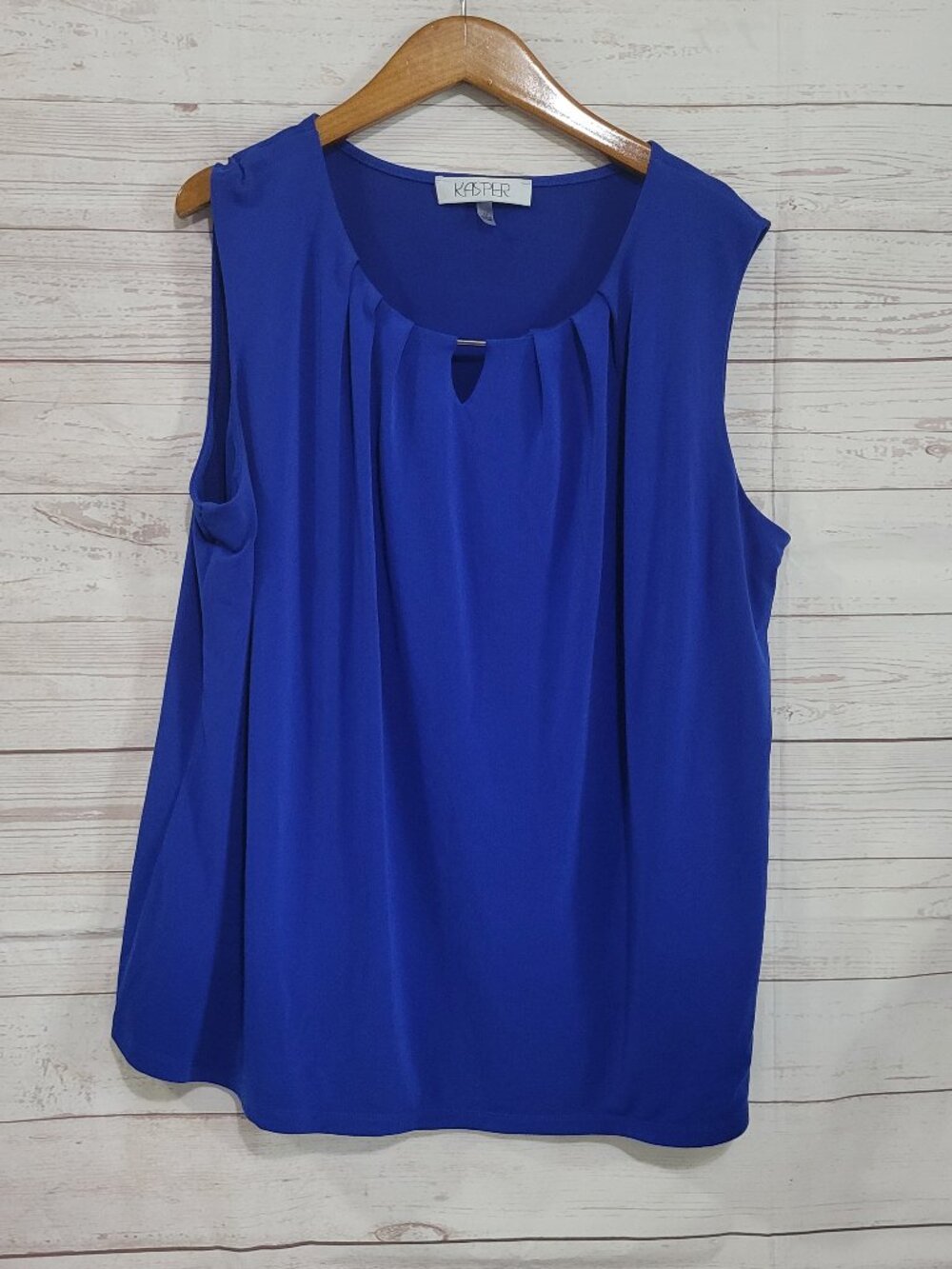 Kasper Slinky Knit Sleeveless Top Womens 1X Blue Corporate Girl Professional